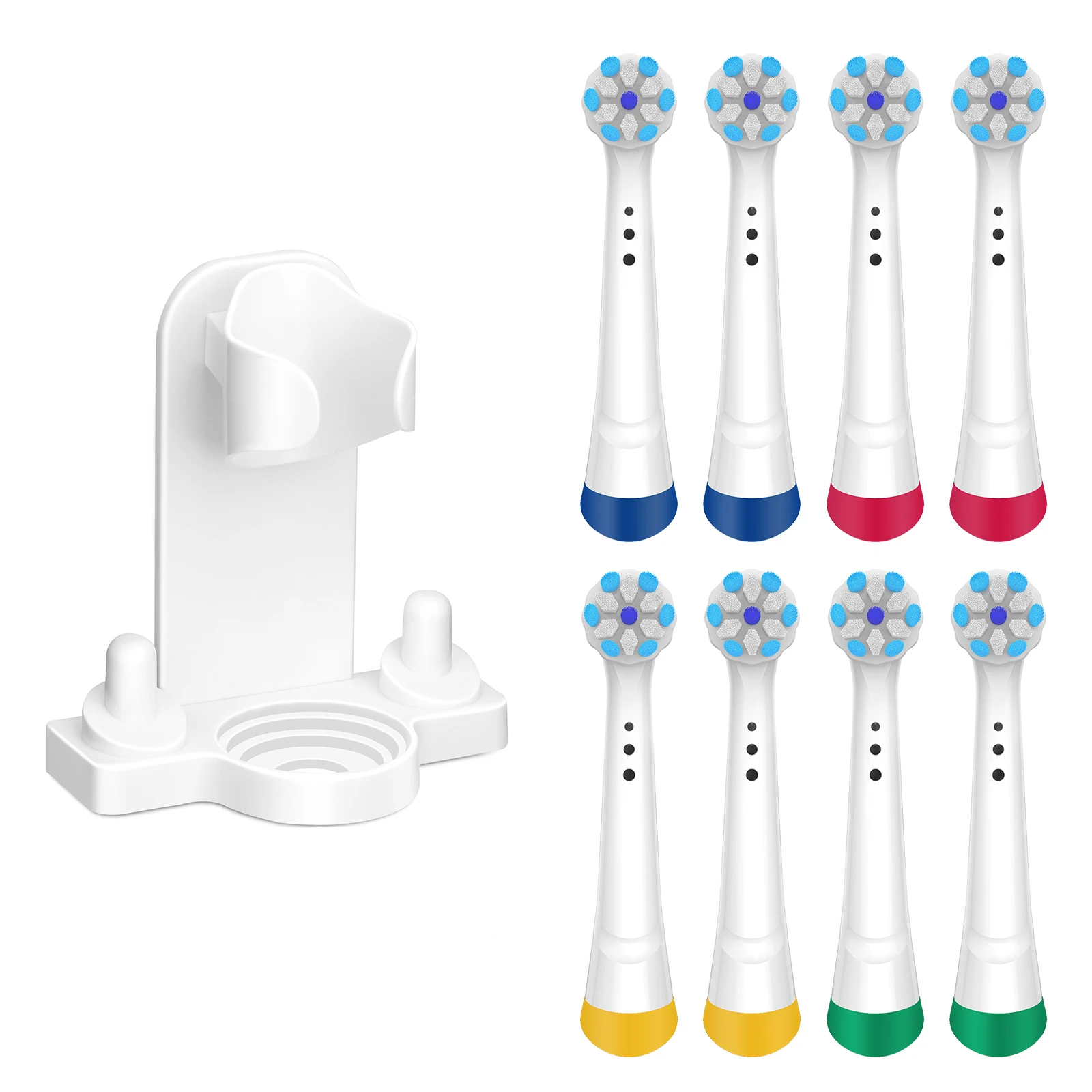 Wall Mounted Holder+8 Pack Compatible with Oral-B iO 3/4/5/6/7/8/9/10 Series Electric Toothbrush Replacement Brush Heads