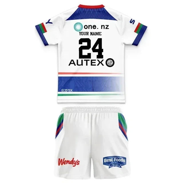 2025/24 New Zealand Warriors Kit para niños Camiseta de rugby local / visitante Tamaño: 16-26 (Imprimir número de nombre personalizado)