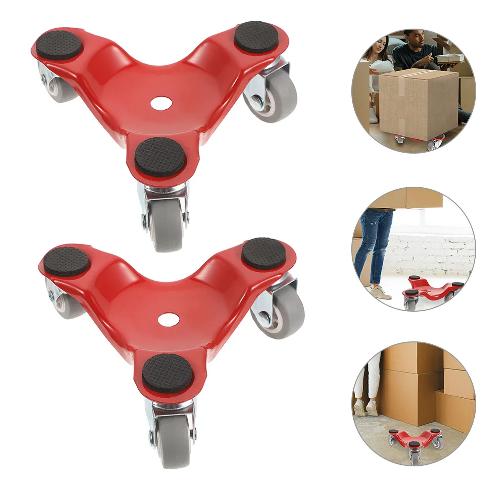 

2pcs Dolly 3-Wheel Heavy Duty Metal For Appliances Heavy Objects Easy Moving Triangle Wheels Tool Home Use Mover Dollies