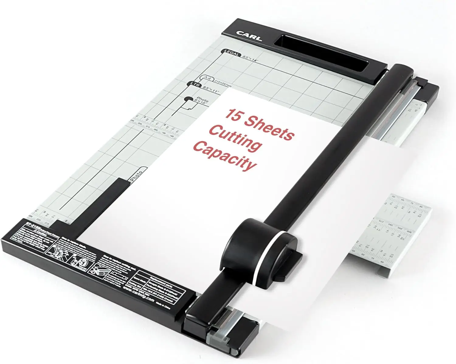 

Профессиональный роторный резак для бумаги, размер 15 дюймов, режет до 15 листов, черно-серебристый дизайн