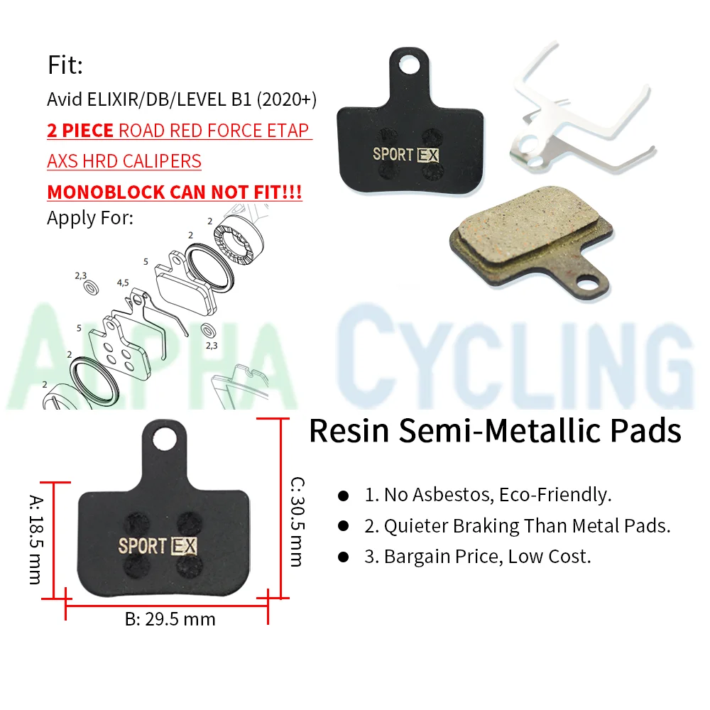 4 pares de pastillas de freno de disco de bicicleta para AVID DB Elixir, SRAM LEVEL TL/T, pinza roja Force eTap AXS, Sport EX Class