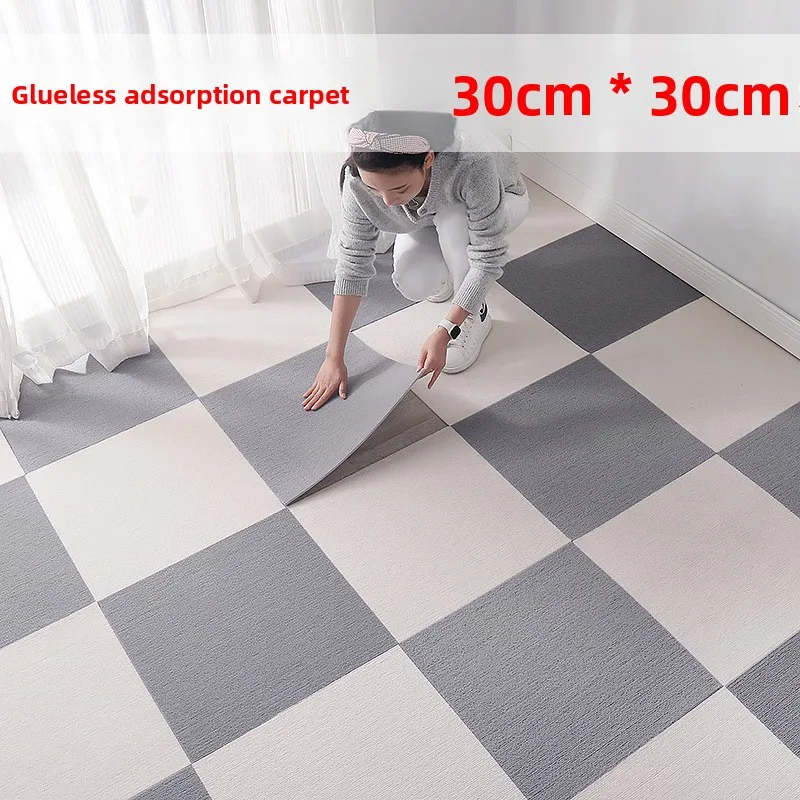 

Spliced carpet Bedroom Living Room Paving Large Area Fully Paving Free Glue Full Bedside Carpet Anti-Slip Square Room Floor Mat