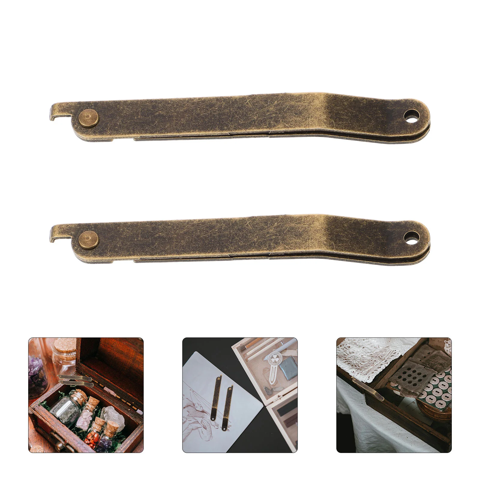 

Wooden Box Support Tripod Retro Belt Decorative Hinges with Feet Mailbox Iron Lid Vintage Small