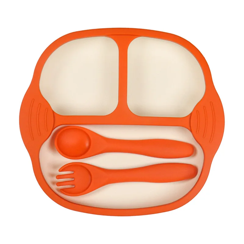 

New Baby Silicone Suction Plate Divided Toddler Feeding Set BPA Free Infant Dish Bowls with Suction Base Kids Mealtime Utensils