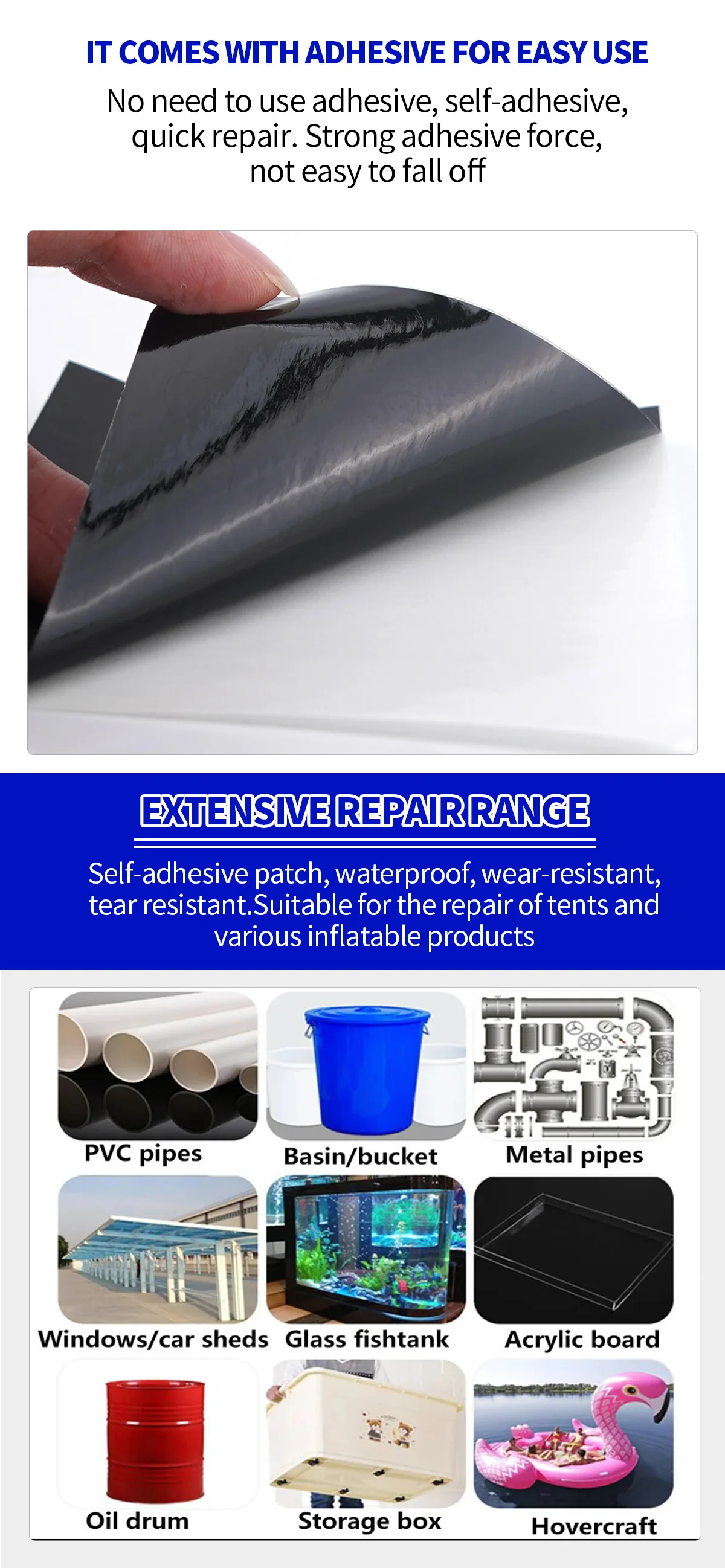 Wasserdichtes Klebeband zur Leckreparatur – robustes Dichtungsband für Pool, Dach, Rohre, Zelt, Becken – sofortiges wasserdichtes Pflaster – Detail 4