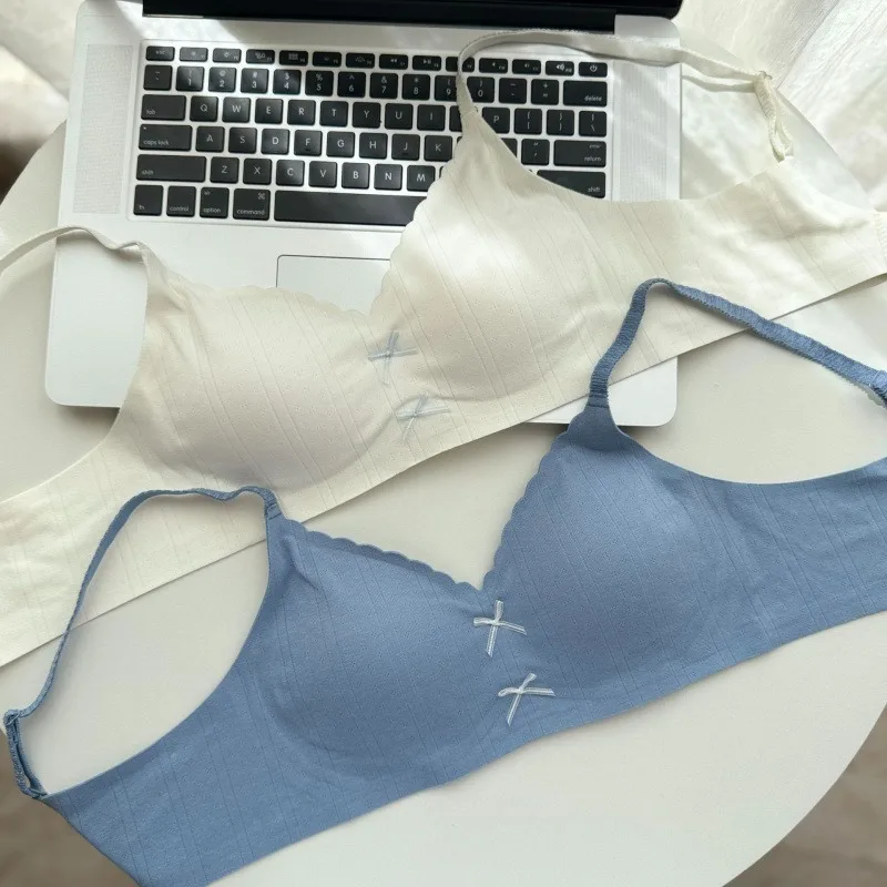 

SP & CITY милые женские бюстгальтеры с бантом для девочек, летние бесследные толстые маленькие груди, сексуальный бюстгальтер без косточек, вязаный бюстгальтер против провисания