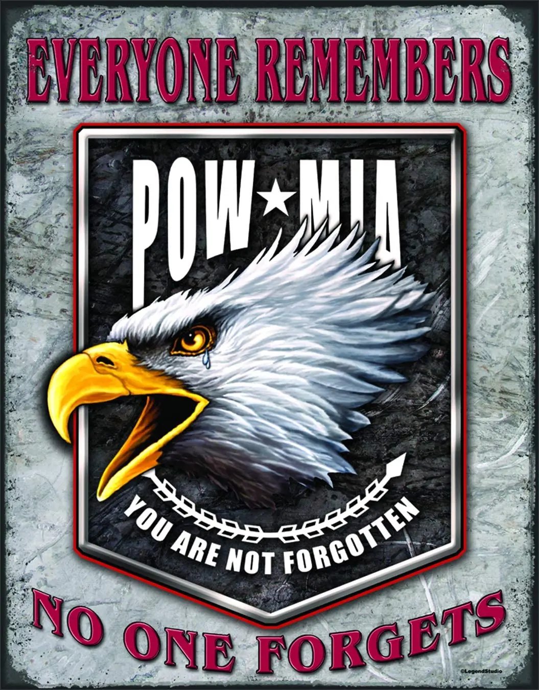 Desperate Enterprises Legends - POW MIA Eagle Tin Sign, 12.5