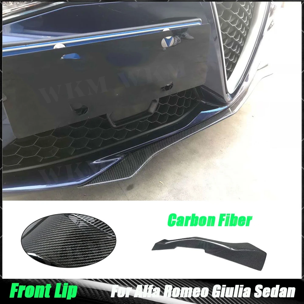 

Автомобильный передний спойлер из углеродного волокна для Alfa Romeo Giulia Sedan 2015-2018, фартук на подбородок, комплект кузова, автомобильные аксессуары
