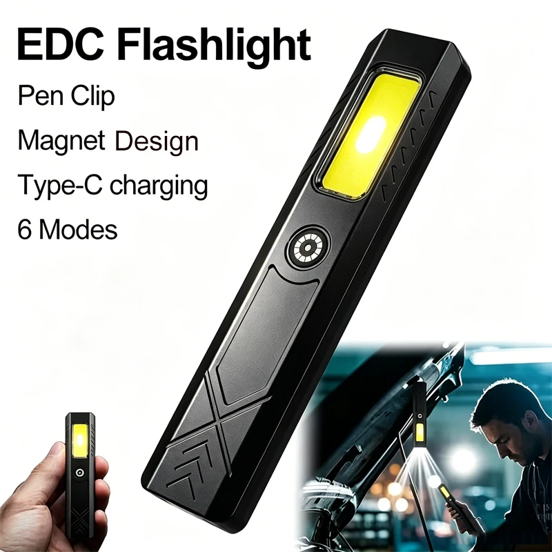 LED Keychain Flashlight Rechargeable 550LM Portable Mini Torch Pocket Lantern Flood Work Light With Magnet For Emergency
