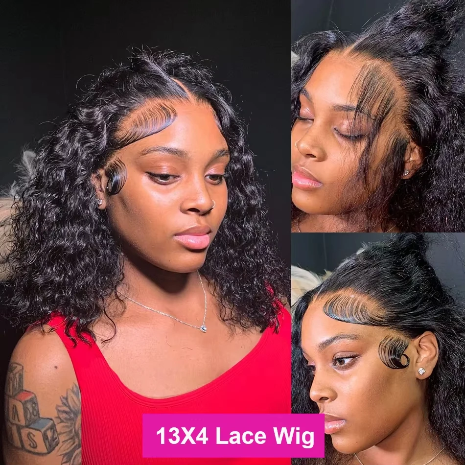 مجعد بوب الباروكات شعر الإنسان موجة عميقة 13x4 HD الدانتيل الباروكة الأمامية البرازيلي قصيرة بوب الدانتيل الجبهة 4x4 5x5 إغلاق شعر مستعار 250% للنساء #6