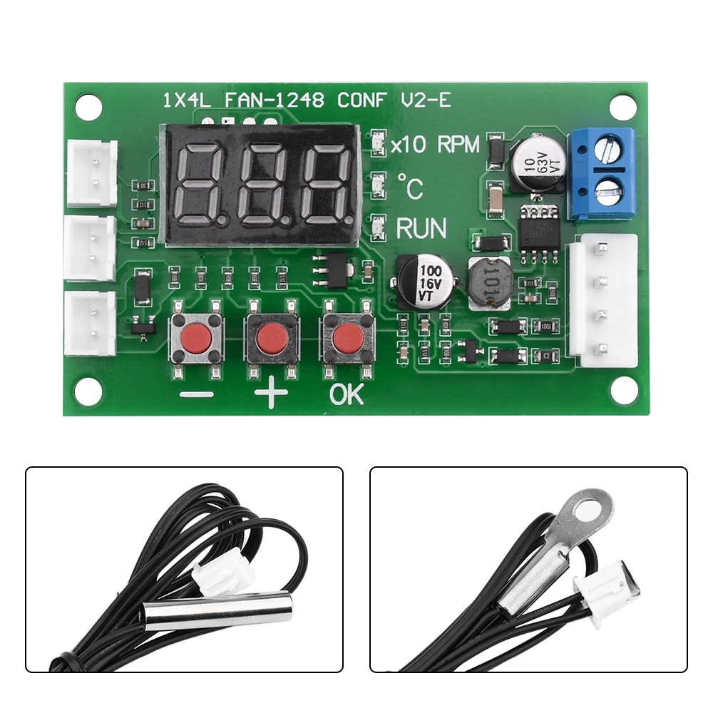 DC12-48V 4-Wire PWM Fan Temperature-Controlled Speed Controller; Supports EC and EBM Fan Start/Stop