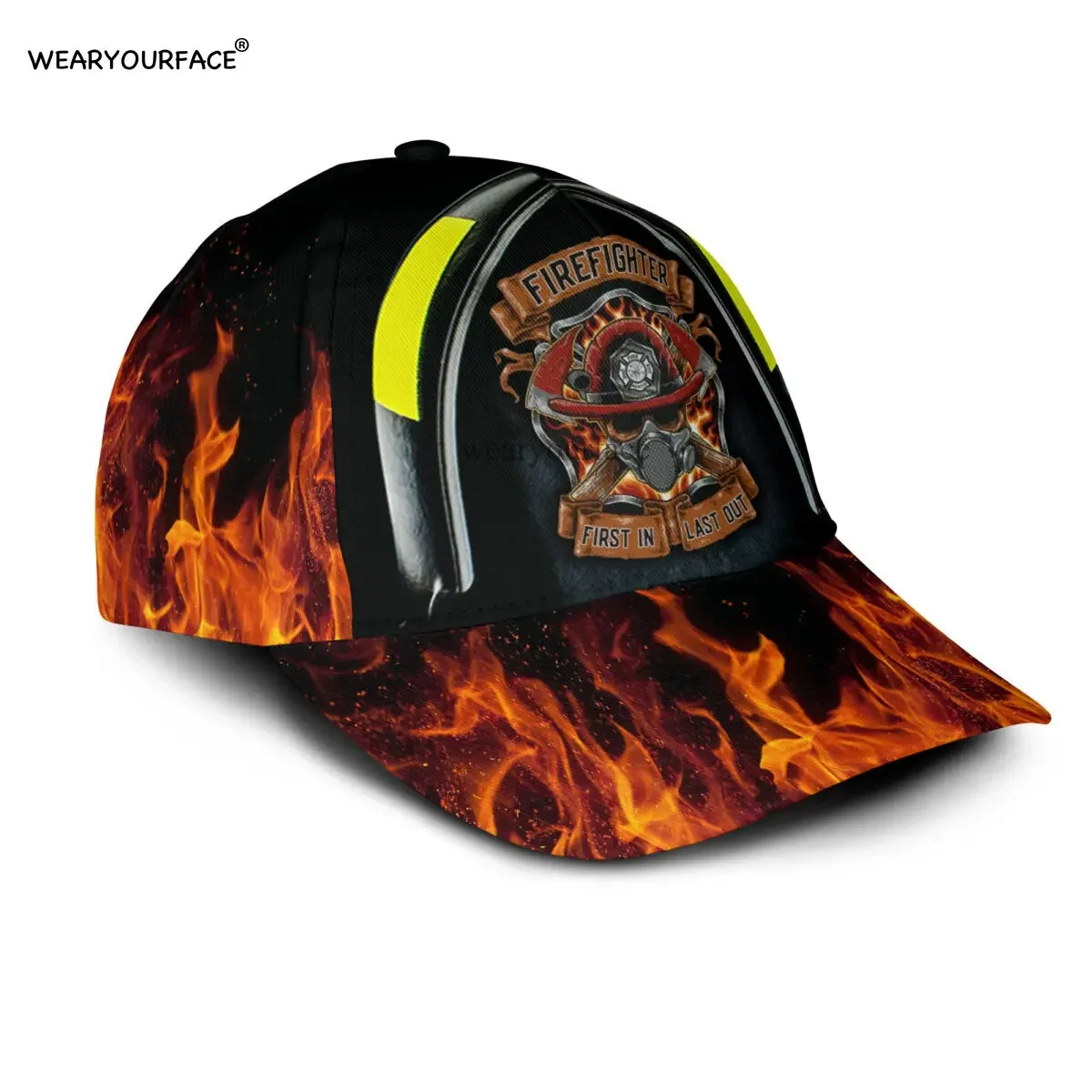 Fire Fighter Fist In Last Out 3D All Over Gedruckt Snapback Hut Männer Frauen Erwachsene Hip Hop Kopfbedeckung Outdoor Sonnenblende Baseball Kappe