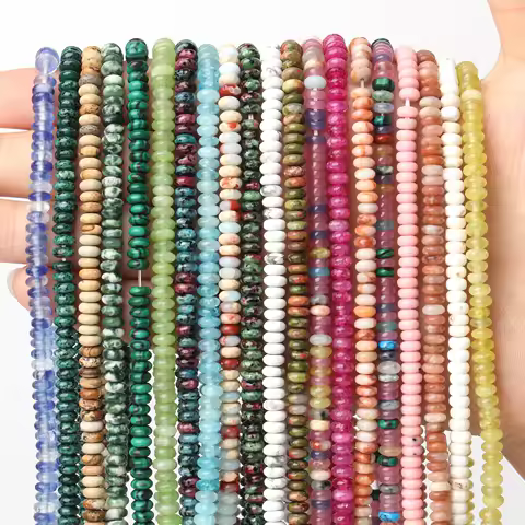 Natural Stone Rondelle Jade Quartz Howlite Mineral Loose Spacer Abacus Beads for Jewelry Making DIY Bracelets Necklace 4x2mm