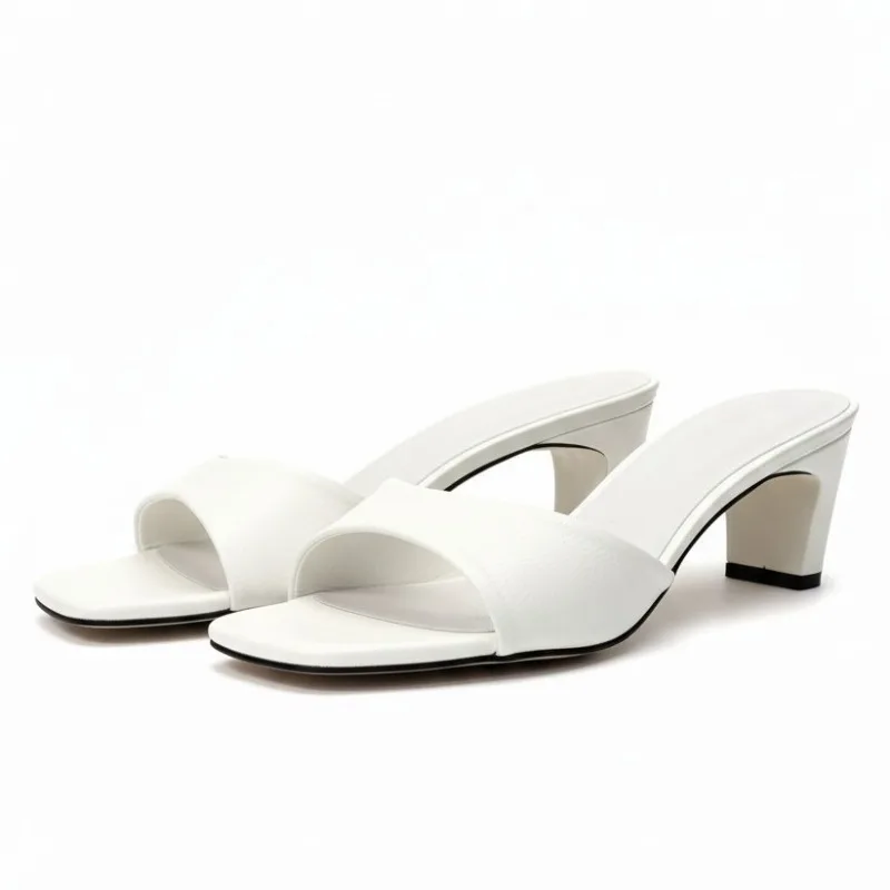 

Минималистичные белые сабо на платформе | Женские модные туфли без шнуровки на массивном каблуке с квадратным носком, туфли-лодочки на среднем каблуке для повседневного использования и вечеринок
