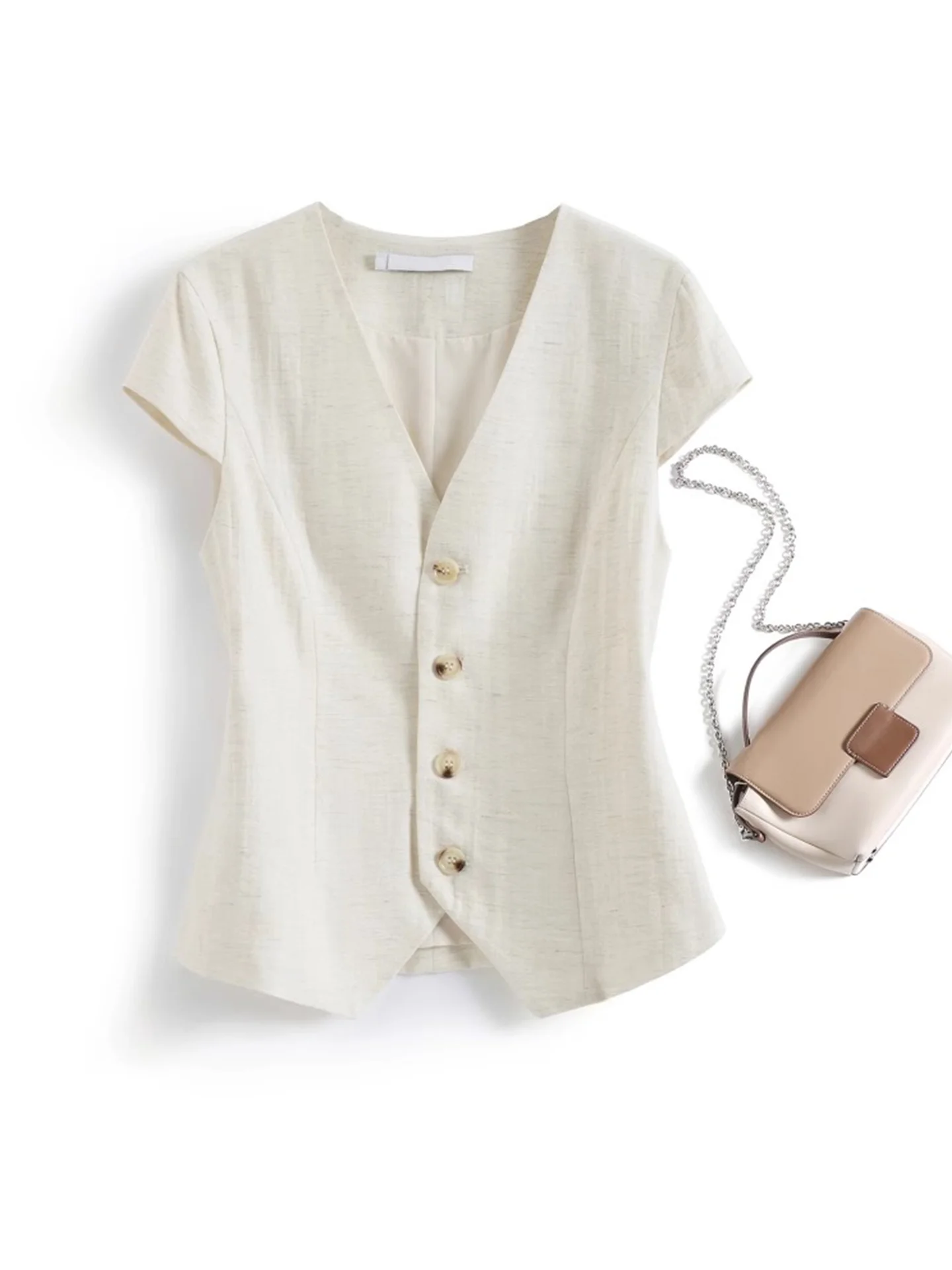 

Ele ort Sve Suit Vest High-End European Brand Casual Loose Meat Covering oulder Appropriate Summer Top