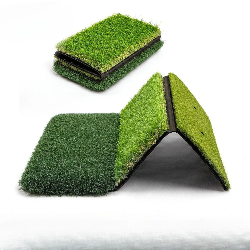 

Golf Tri Turf Hitting Mat Foldable Swing Practice Mat Durable Multi Sizes