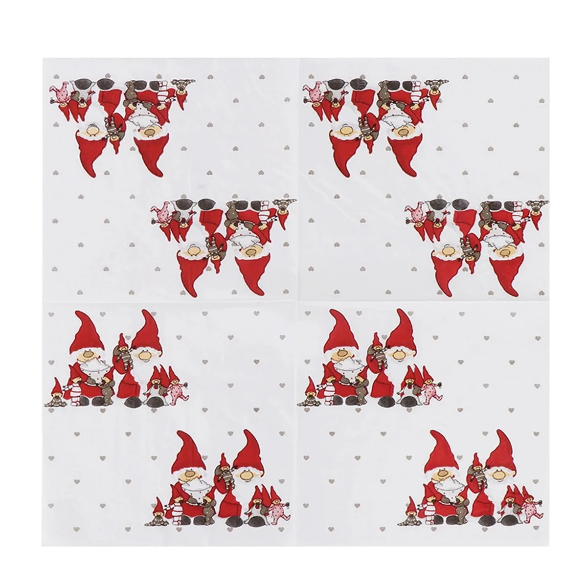 Christmas Disposable Paper Napkins Gnome Family Heart Dot Print Paper Napkins for Xmas Dinner Table Holiday Party Home Decor - view 3