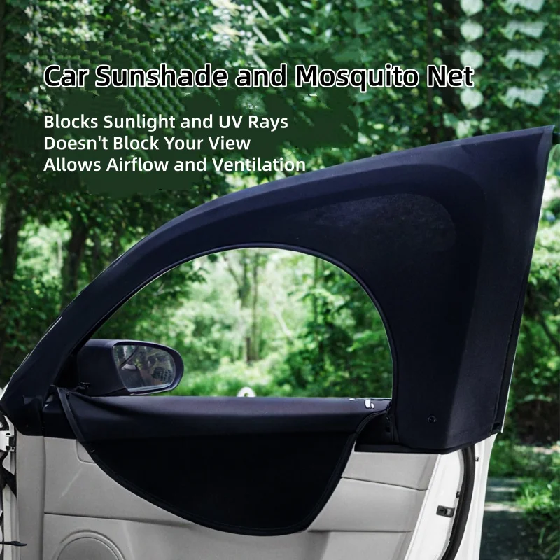 

2Pcs Car Window Shade Elastic Auto Front/Rear Side Window Sun Shade Breathable Car Privacy Sunshade Curtain with Zipper