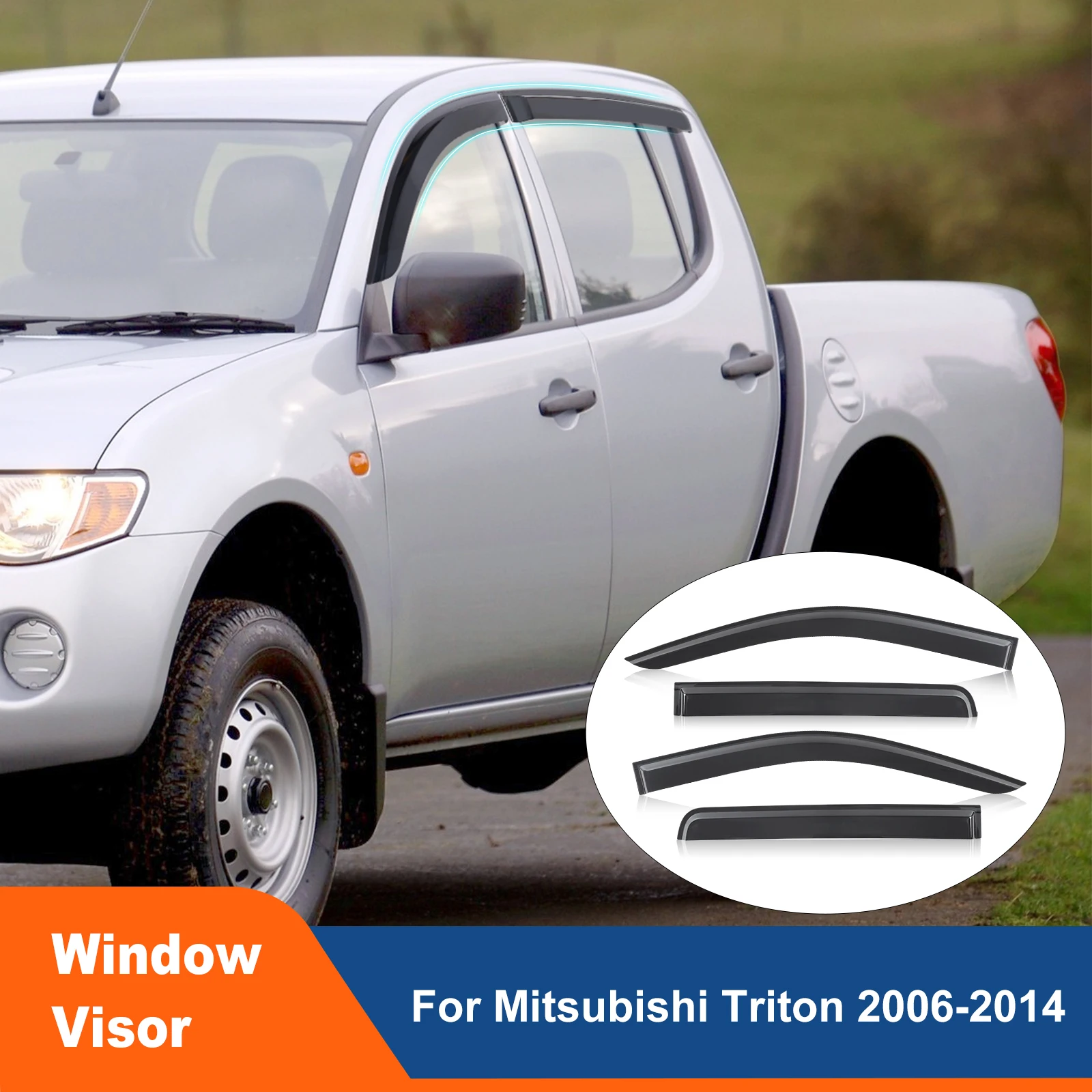 

Door Window Vent Visor Sun Rain Guard Weathershield For Mitsubishi L200 Triton 2006-2014 Double Cab Wind Deflector Accessories