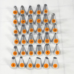 6/10/24/35Pcs/Lot New Qualified Cake Decorating Icing Piping Nozzles Large Stainless Steel Pastry Tips Set Kitchen Baking Tools