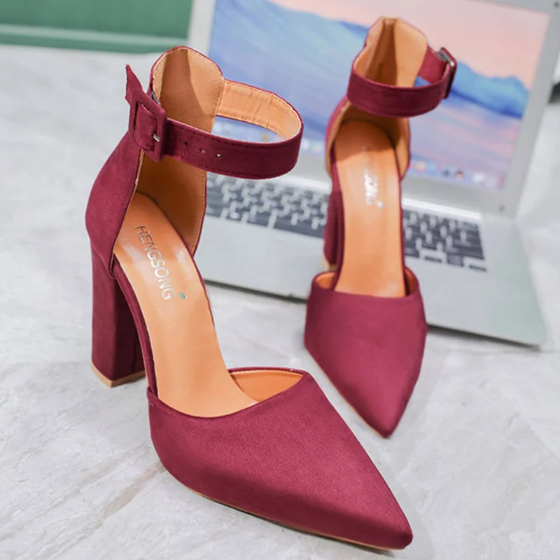 Comem Fashion Ladies High Heels Female Pointed Toe Pumps Women Shoes Woman Ankle Strap Pumps 2023 Summer Sandals Zapatos Mujer