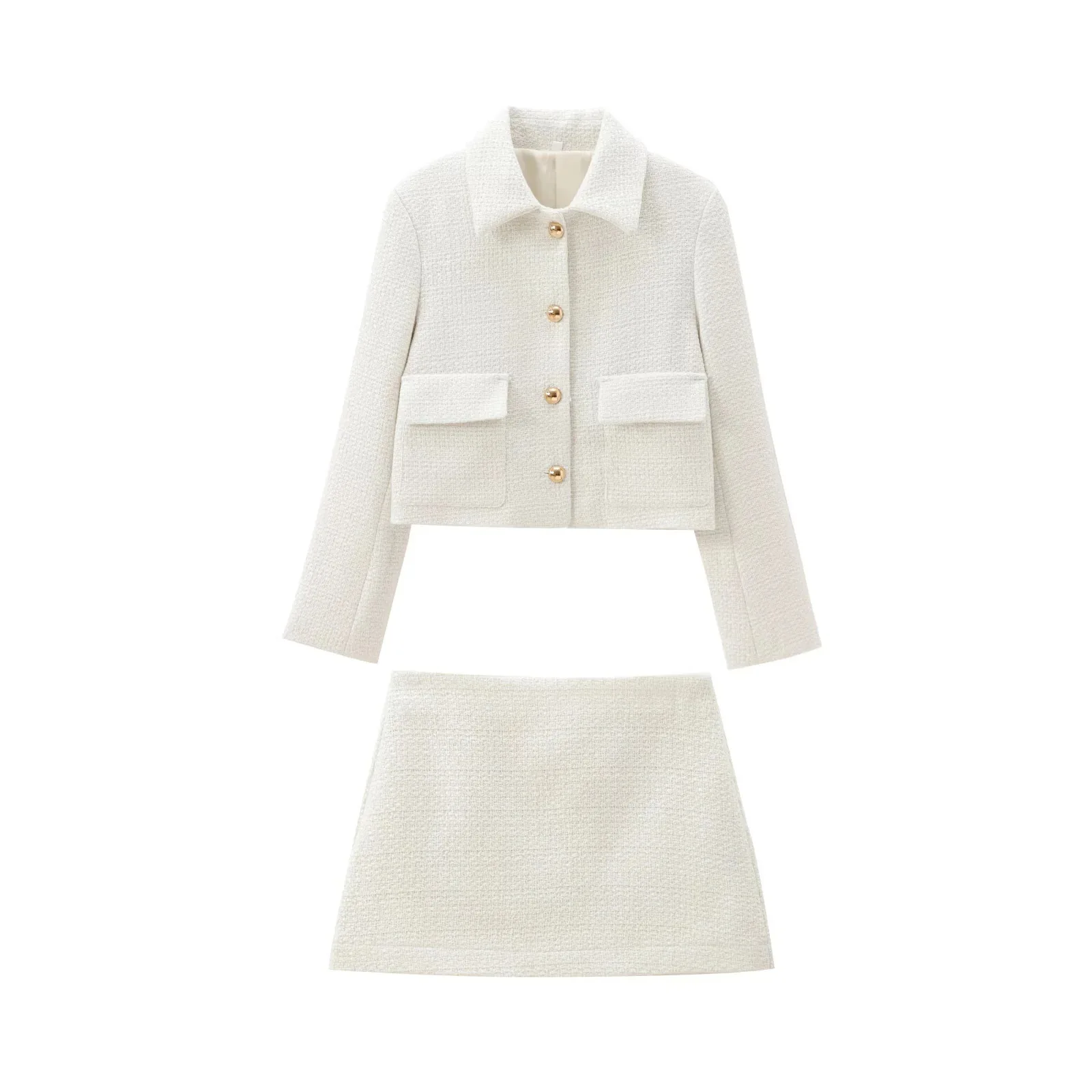 

Осенний новый продукт, повседневная женская модная однотонная маленькая куртка на пуговицах с ароматом, мини-юбка, комплект, вечернее платье, вечерние