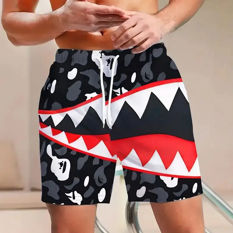 

2025 Summer Best-seller Shark Mouth 3D Printed Shorts for Men and Women Trendy and Fashionable Beach Pants