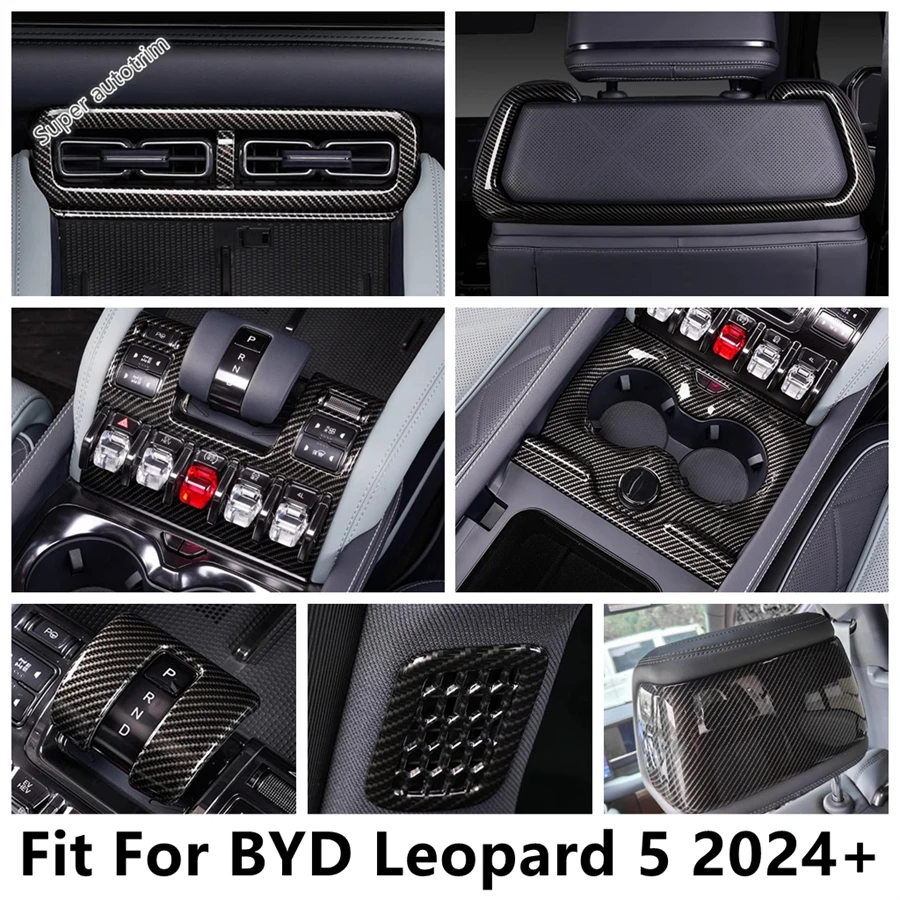 

Gear Shift Water Cup Panel / Middle Air AC / Seat Pillow Cover Trim 5D Carbon Fiber Look Accessories For BYD Leopard 5 2024 2025