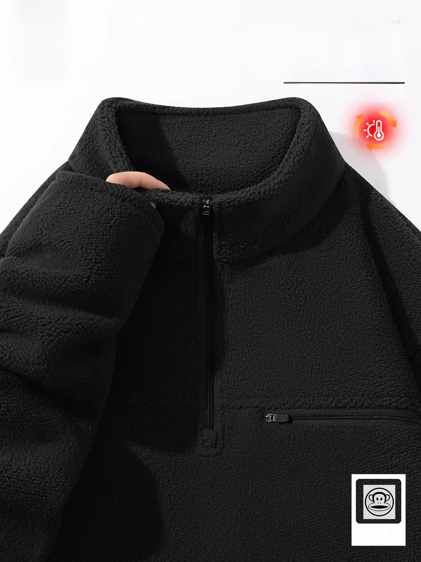 

Men's Thiened Fce Hoodie Zip-Up Sweatirt Casual Warm Outerwear Polyester Fiber Long Sve Regular Fit