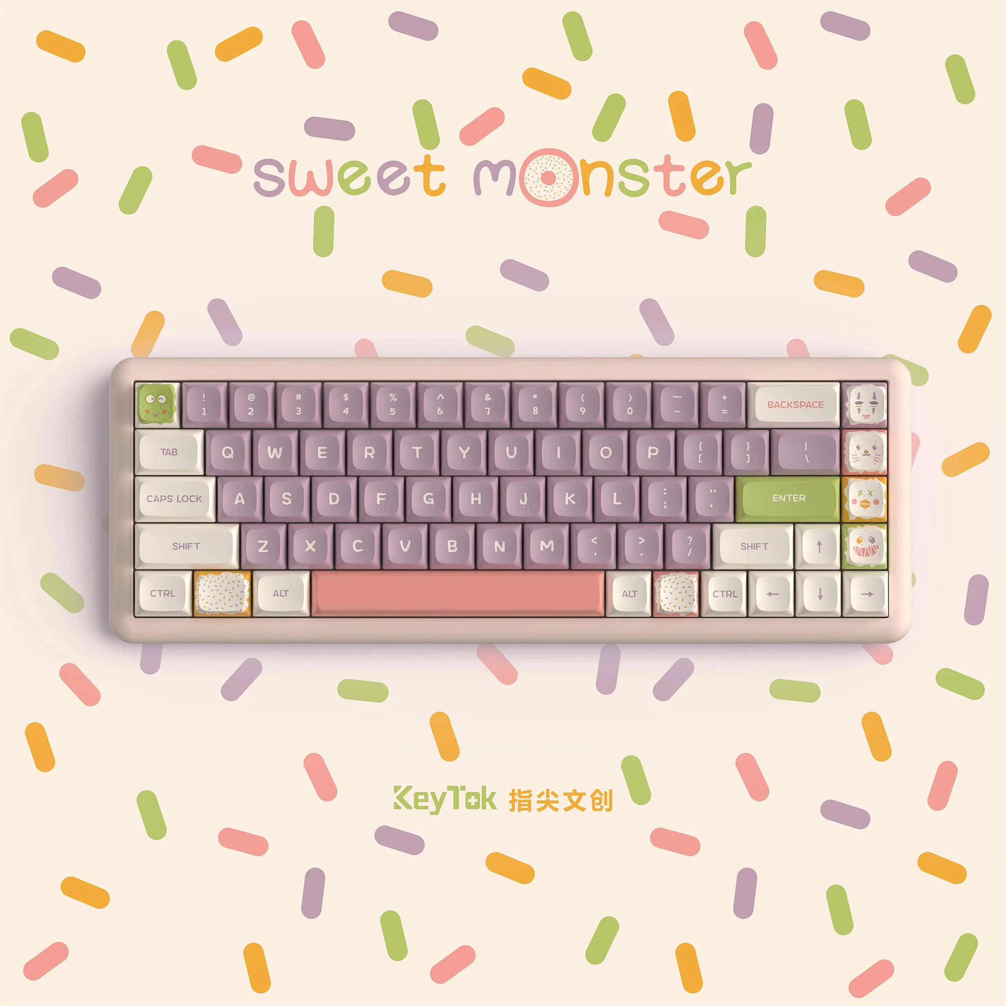 

KeyTok KDA Profile Sweet Monster Dye Sub Keycap Set thick PBT for keyboard 87 tkl 104 ansi xd64 bm60 xd68 CSTC75 BM87 BM65