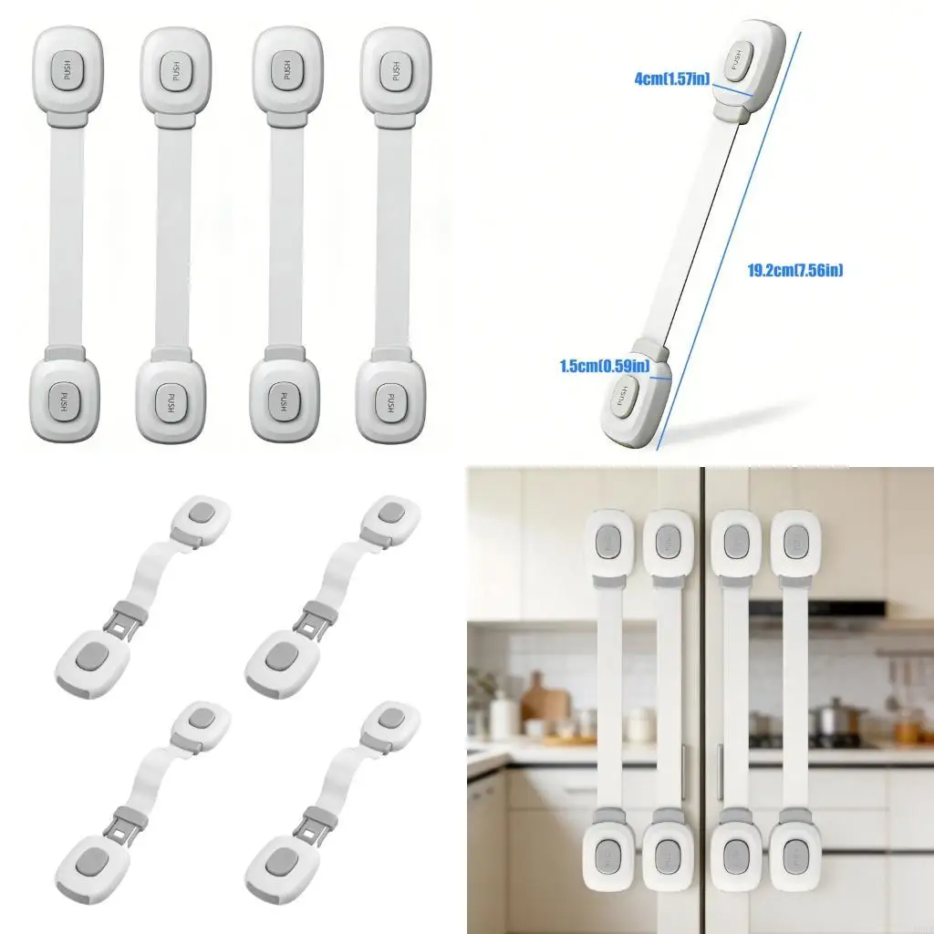 

4Pcs Toddler Protections Cabinet Lock No Tool Required Various Use On Fridge Door Drawers And Cupboards A2UB