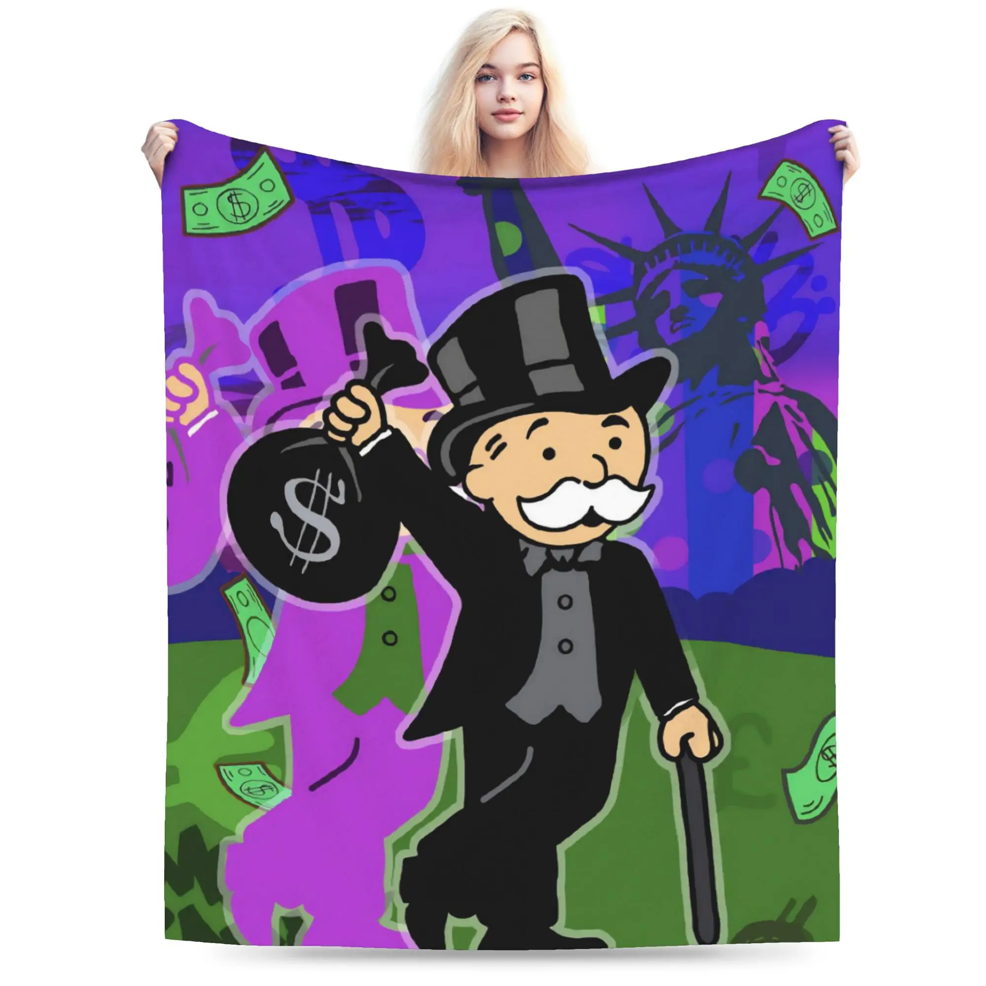 Super Soft Alec Monopolys Throw Blanket Premium Fleece Flannel Lightweight  Bed Blanket Fuzzy Plush Bedspread All Season Use