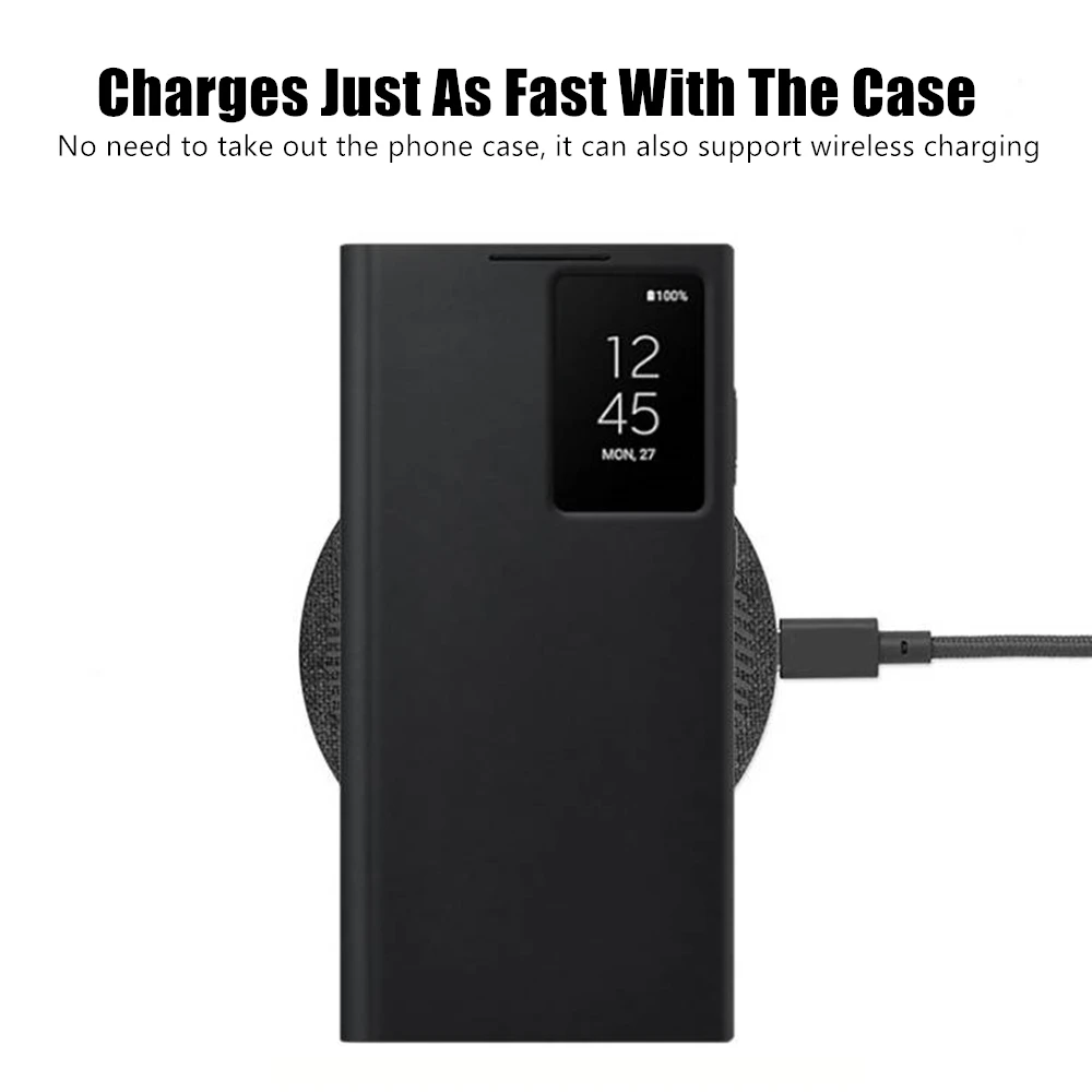 Window View Flip Cover Smart Chip Case For Samsung Galaxy S22 Plus S22Ultra Flip-free Wake Up Leather Case For Samsung S22 Ultra
