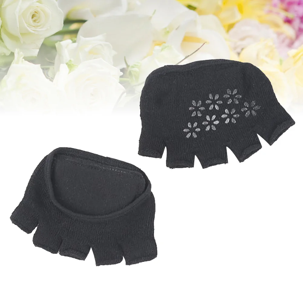 

1Pair Breathable Absorbent Half Socks High Heel Peep Toe Five Toe Socks Black Anti Slip Forefoot Pads Prevent Blisters Pain