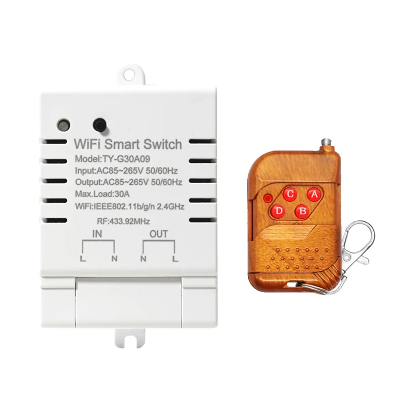 

A93E-Tuya умный Wi-Fi переключатель DIY таймер + пульт дистанционного управления Wi-Fi беспроводной контроллер 30A монитор мощности кВтч белый для Alexa Google Home