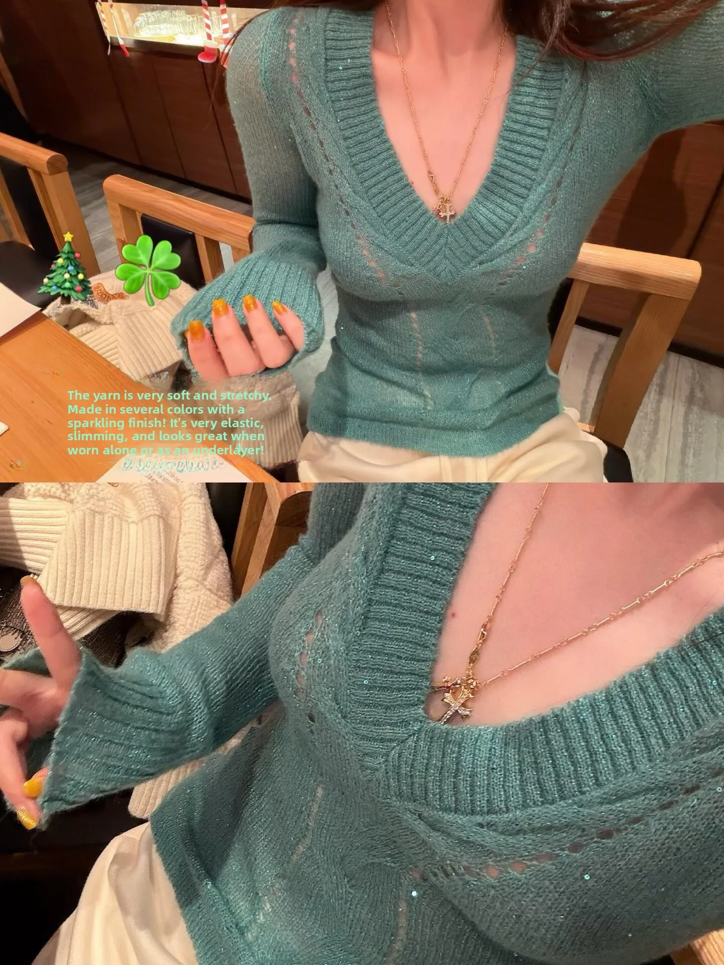 Pure Desire Sexy Deep V-Ne Long Sve Maglione lavorato a maglia Donna Autunno Inverno Slim Fit Vita stretta Dimagrante Bella base...