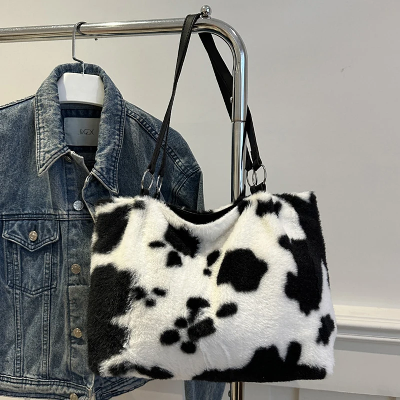 

Стильная женская сумка на плечо, осенне-зимняя сумка в полоску зебры с коровьим узором, сумка подмышки, модные дорожные сумки для покупок