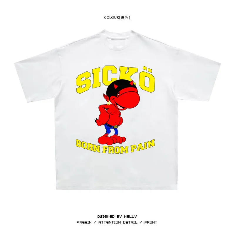 

New 23 Baby Sicko Red Born From Pain IAN CONNOR T Shirts T-Shirt Hip Hop Skateboard Street Cotton T-Shirts Tee Top kenye #A26