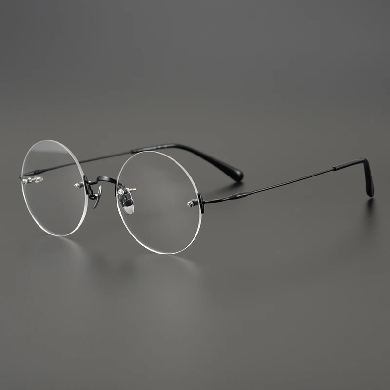 Retro Round Frameless Ultra-light Pure Titanium Frame Glasses Frame Men Women Small Face Myopia Reading Eyewear Rimless Eyeglass