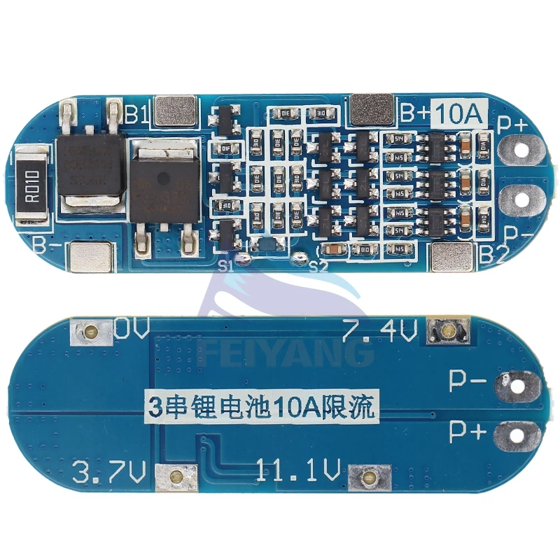 SAMIROB 3S 10A 11.1V 12V 12.6V Lithium Battery Charger Protection Board Module for 18650 Li-ion Lipo Battery Cells BMS 3.7V