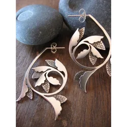 Gorgeous Fashion Flower Geometry Earrings for Women Silver Color Party Dangle Earrings Jewelry