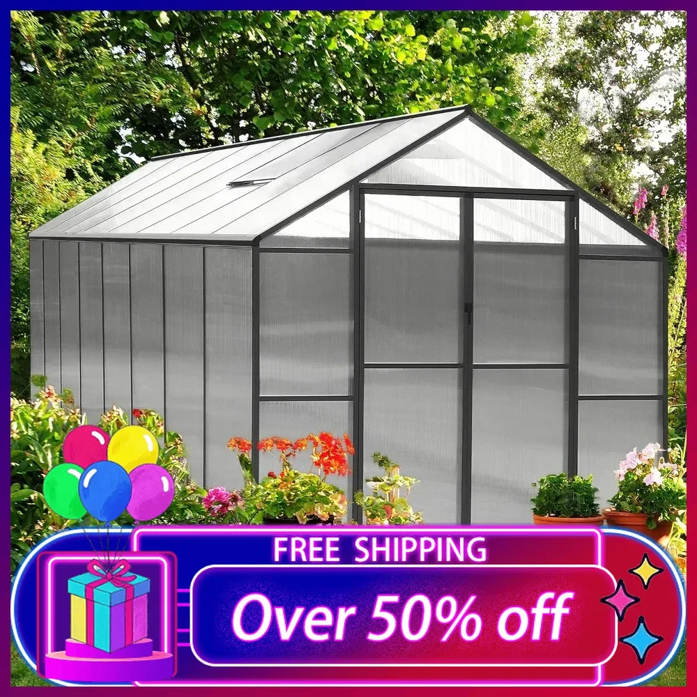 

Polycarbonate Greenhouses for Outdoors, Walk-in Green House with Adjustable Vents,Outdoor Greenhouse Kit for Backyard, Garden