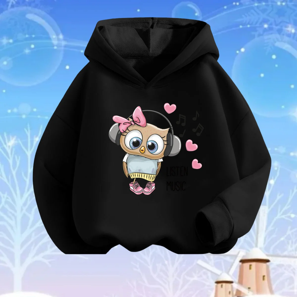 Girls Hoodie Kawaii owl Printed Kids Hoody Sweatshirt Streetwear Casual Tops Cute Bird Graphics  pullover Hoodies