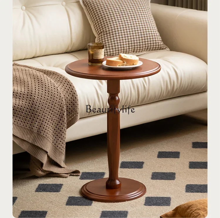 

Solid wood retro small round table sofa side table medieval small round table