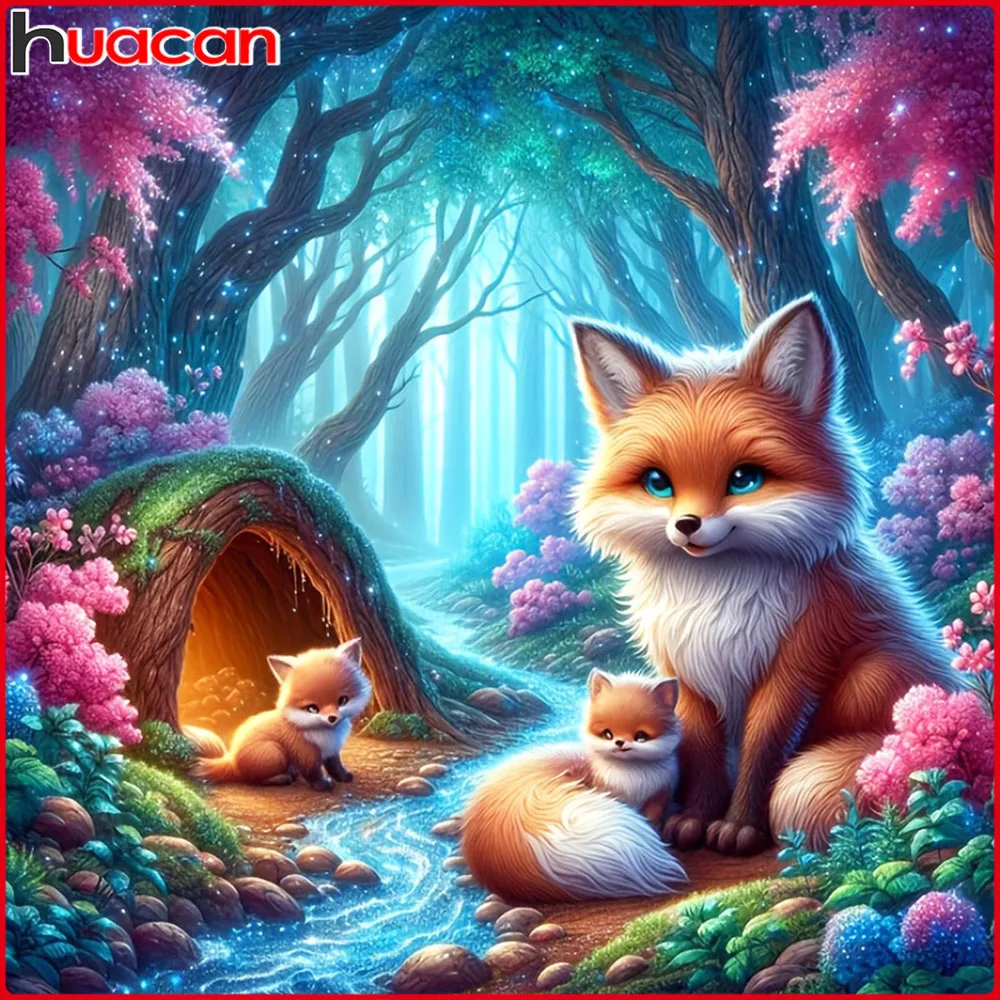 Huacan Neuankömmlinge Diamantmalerei Fuchswald Diamantmosaik Tierlandschaft Komplettset Handgemachtes Geschenk