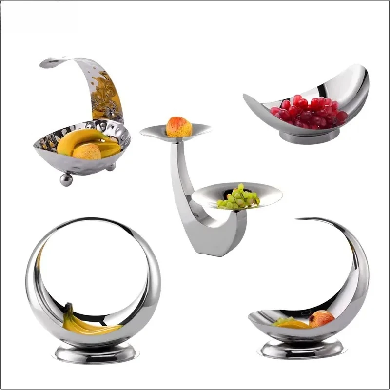 Stainless Steel Buffet Serving Plates and Bowls Hammered Antique Metal Fruit Bowl Stylish Decorative Tableware for Home