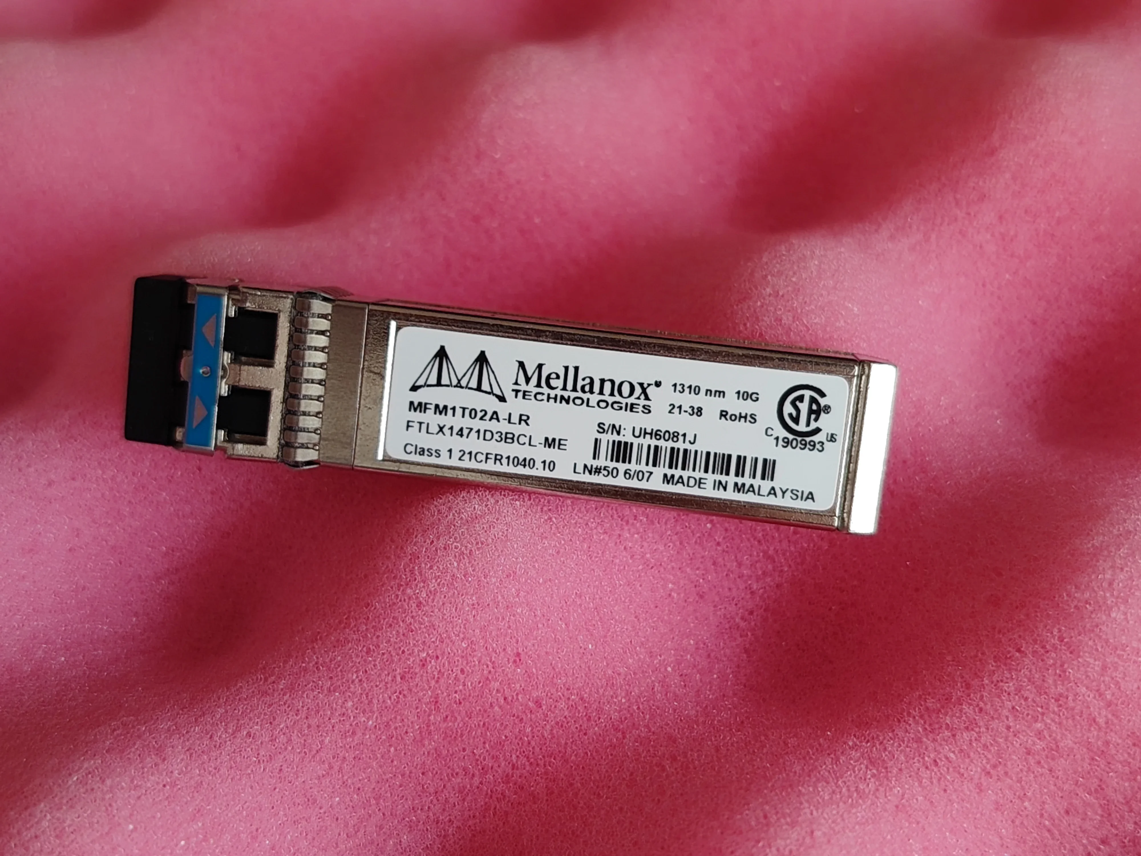 1個-メラノックス-sfp-10g-lr-mfm1t02a-lr-ftlx1471d3bcl-me-1310nm-10km-メラノックス-ネットワーク-sfp-スイッチ-光ファイバーモジュール-10g-ファイバー-sfp