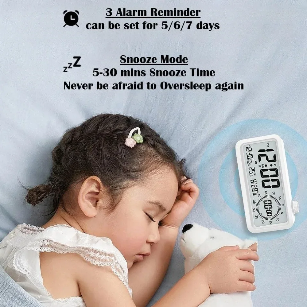 مؤقت بمرئي رقمي من بومودورو مع 3 ساعات منبه، الكل في واحد لمدة 60 دقيقة، مؤقت لطيف للمطبخ، أداة مدير الوقت #6