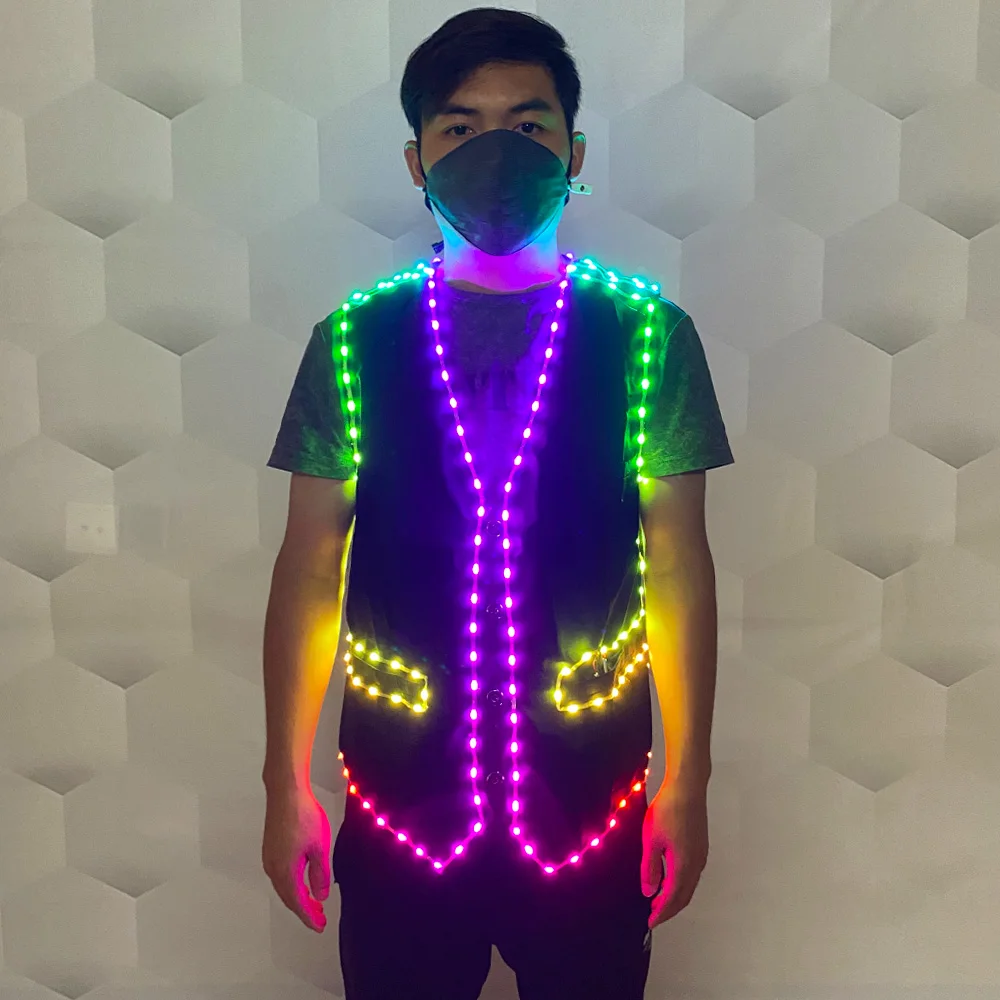 

Colored Led Glow vest Bar Clothing Jacket Vest DJ Singer Party glow-in-the-dark supplies Stage Belt charging glow supplies