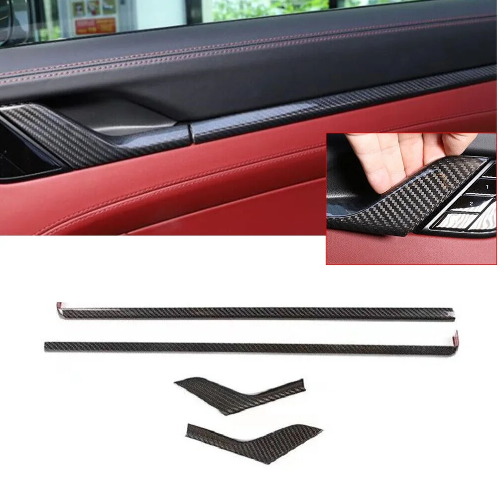 

Real Dry Carbon Fiber Car Inner Door Panel Strip Cover Window Control Lift Panel Cover Trim Fit For Porsche 911 992 2019-2022